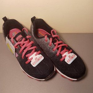 Skechers Kids Air Ultra Glitterbeam Sneaker Black/Pink 2.5M NEW with tag…